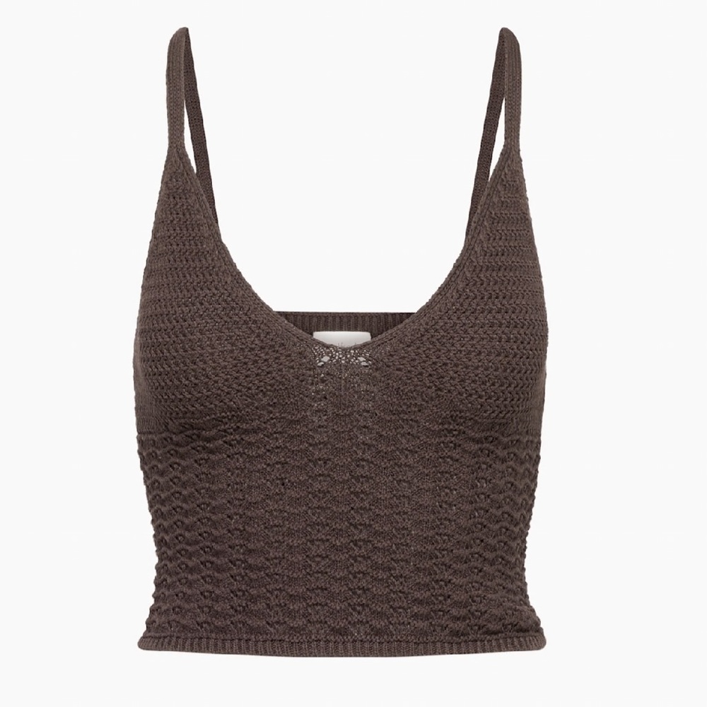 Aritzia Wilfred Evie Tank Top Rich Mocha Brown Knit NWT Small
